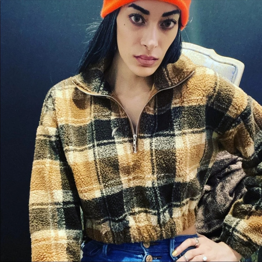 Flannel fleece crop top